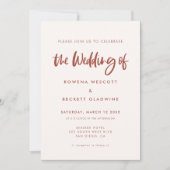 Moderne Hochzeit in schneerosa Einladung (Vorderseite)