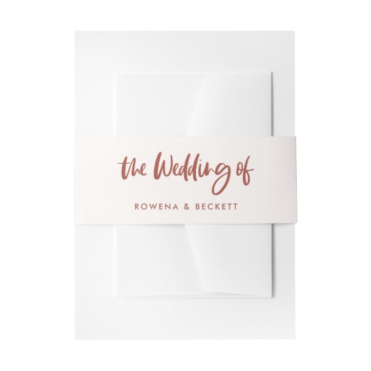 Moderne Hochzeit in schneerosa Einladungsbanderole (Vorderseite Beispiel)