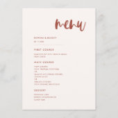 Moderne Hochzeit in schneerosa Menükarte (Vorderseite)