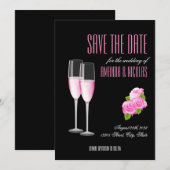 Moderne Hochzeit in Schwarz-Rosa Save the Date Einladung (Vorne/Hinten)