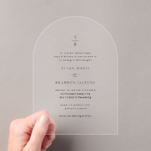 Moderne Hochzeit in Schwarz und Weiß Acryleinladungen