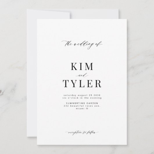 Moderne Hochzeit in Schwarz und Weiß Einladung (Vorderseite)