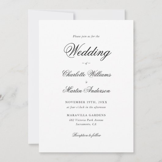 Moderne Hochzeit in Schwarz und Weiß Einladung (Vorderseite)