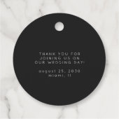Moderne Hochzeit in Schwarz/Weiß danke Geschenkanhänger (Rückseite)