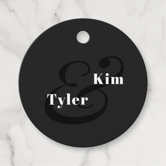 Moderne Hochzeit in Schwarz/Weiß danke Geschenkanhänger (Vorderseite)