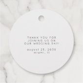 Moderne Hochzeit in Schwarz/Weiß danke Geschenkanhänger (Rückseite)