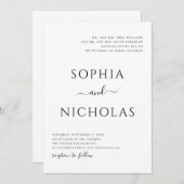 Moderne Hochzeit in Schwarz-Weiß. Einfach minimali Einladung (Vorne/Hinten)