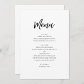Moderne Hochzeit in Schwarz-Weiß. Einfach minimali Menükarte (Vorne/Hinten)