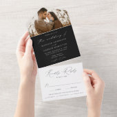 Moderne Hochzeit in Schwarz-Weiß-Foto All In One Einladung (Abreißen)