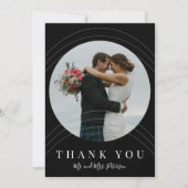 Moderne Hochzeit in Schwarz-Weiß-Foto Dankeskarte (Vorderseite)