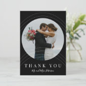 Moderne Hochzeit in Schwarz-Weiß-Foto Dankeskarte (Stehend Vorderseite)