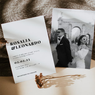 Moderne Hochzeit in Schwarz-Weiß-Foto Einladung