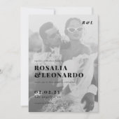 Moderne Hochzeit in Schwarz-Weiß-Foto Einladung (Vorderseite)