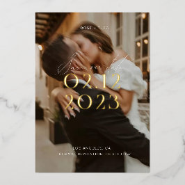 Moderne Hochzeit in Schwarz-Weiß-Foto Folieneinladung