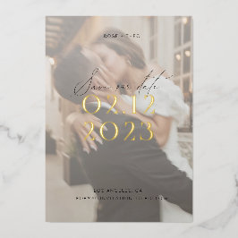 Moderne Hochzeit in Schwarz-Weiß-Foto Folieneinladung