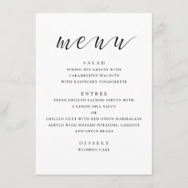 Moderne Hochzeit in Schwarz-Weiß. Minimalistisches Menükarte