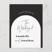 Moderne Hochzeit in Schwarz/Weiß Postkarte (Vorderseite)