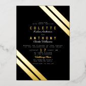 Moderne Hochzeit in schwarzem Gold Folieneinladung (Vorderseite)
