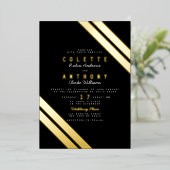 Moderne Hochzeit in schwarzem Gold Folieneinladung (Stehend vorne)
