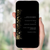 Moderne Hochzeit in Schwarzgold-Glitzer Einladung