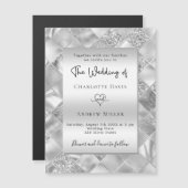 Moderne Hochzeit in Silberform Magneteinladung (Vorne/Hinten)