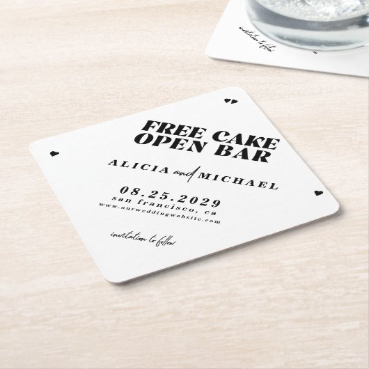 Moderne Hochzeit in sonniger Bar retten das Datum Untersetzer (angewinkelt)