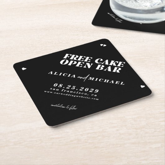 Moderne Hochzeit in sonniger Bar retten das Datum Untersetzer (angewinkelt)