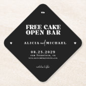 Moderne Hochzeit in sonniger Bar retten das Datum Untersetzer (Vorderseite)