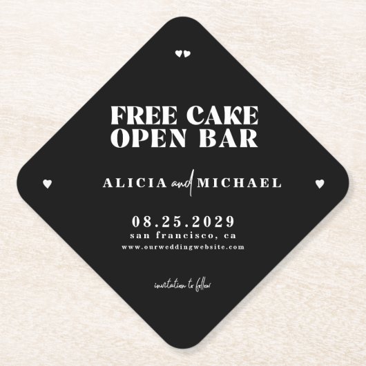 Moderne Hochzeit in sonniger Bar retten das Datum Untersetzer (Vorderseite)