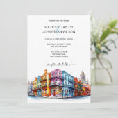 Moderne Hochzeit in Urlaubsort New Orleans Einladung (Stehend Vorderseite)