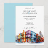 Moderne Hochzeit in Urlaubsort New Orleans Einladung (Vorne/Hinten)