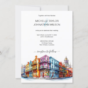 Moderne Hochzeit in Urlaubsort New Orleans Einladung