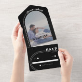 Moderne Hochzeit in Weiß und Foto All In One Einladung (Abreißen)