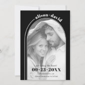 Moderne Hochzeit in Weiß und Foto Save The Date (Vorderseite)