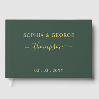 Moderne Hochzeit in Weiß und Gold Gästebuch