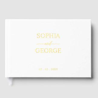 Moderne Hochzeit in Weiß und Gold Gästebuch