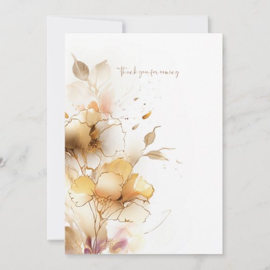 Moderne Hochzeit in Weiß und Golden Einladung (Rückseite)