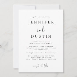 Moderne Hochzeit in Weiß und Schwarz Einladung