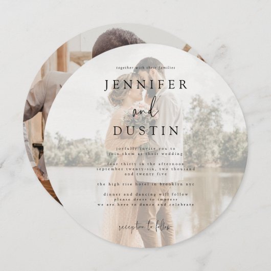 Moderne Hochzeit in Weiß und Schwarz Einladung (Vorne/Hinten)