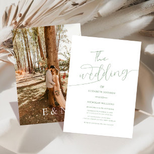 Moderne Hochzeit in Weiß und Weiß mit Weiß und Wei Einladung