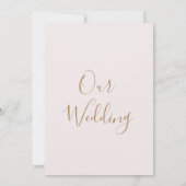 Moderne Hochzeit in weißem Rosa Einladung (Rückseite)