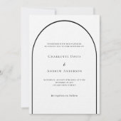 Moderne Hochzeit in weißem schwarzem Bogen Einladung (Vorderseite)