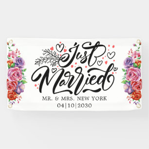 Moderne Hochzeit - Just Married Auto Banner