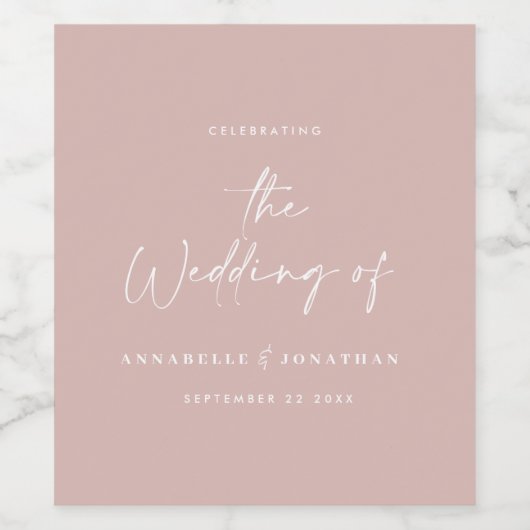 Moderne Hochzeit lässiger Schriftzeichen Weinetikett (Einzelnes Label)