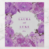Moderne Hochzeit, Lila Blumen Weinetikett (Einzelnes Label)