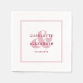 Moderne Hochzeit Magenta Rote Ampersandbrücke & Gr Serviette (Vorderseite)