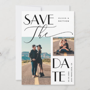 Moderne Hochzeit Mehrfach-Foto mit fetter Typogr Save The Date