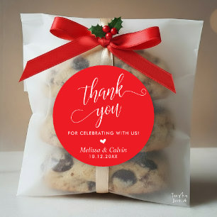 Moderne Hochzeit Minimalistisch Dankesgeschenke Runder Aufkleber