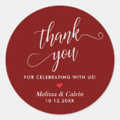 Moderne Hochzeit Minimalistisch Dankesgeschenke Runder Aufkleber (Vorderseite)