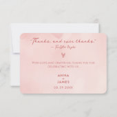 Moderne Hochzeit Minimalistisch Elegante Romeo und Dankeskarte (Rückseite)